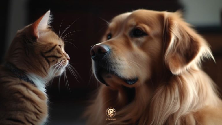 rencontre Golden Retriever et chat